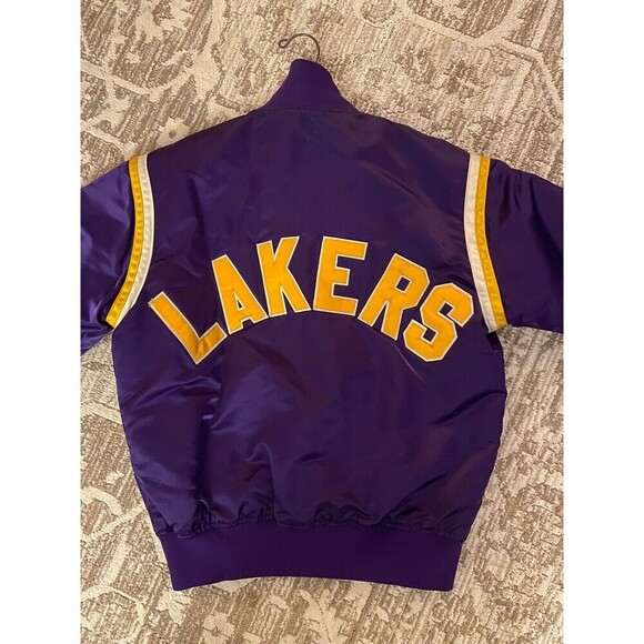 Vintage 80s Lakers Los Angeles STARTER Jacket Bomber World Champs Medium RARE - Picture 4 of 16